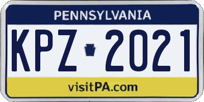 PA license plate KPZ2021