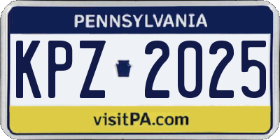 PA license plate KPZ2025