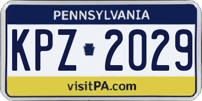 PA license plate KPZ2029