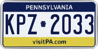 PA license plate KPZ2033
