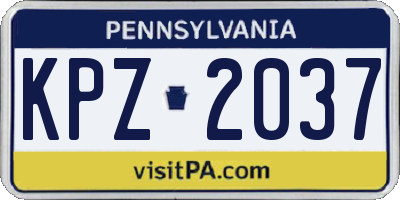 PA license plate KPZ2037
