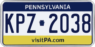 PA license plate KPZ2038