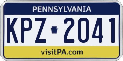 PA license plate KPZ2041