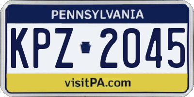 PA license plate KPZ2045