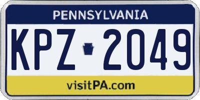 PA license plate KPZ2049
