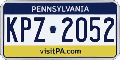PA license plate KPZ2052