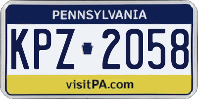 PA license plate KPZ2058