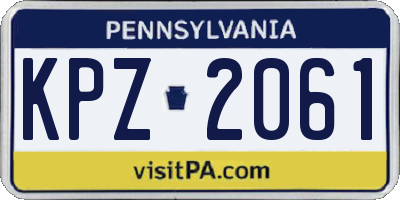 PA license plate KPZ2061