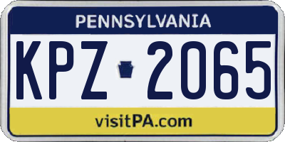 PA license plate KPZ2065