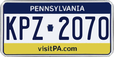PA license plate KPZ2070