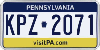 PA license plate KPZ2071