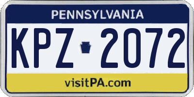 PA license plate KPZ2072