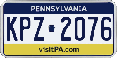 PA license plate KPZ2076