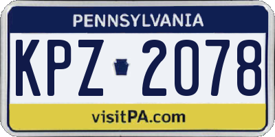 PA license plate KPZ2078