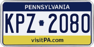 PA license plate KPZ2080