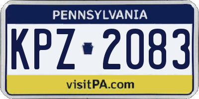 PA license plate KPZ2083