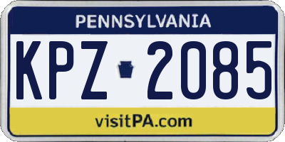 PA license plate KPZ2085