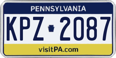 PA license plate KPZ2087