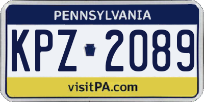 PA license plate KPZ2089