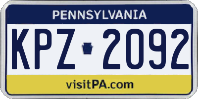 PA license plate KPZ2092