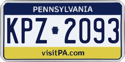PA license plate KPZ2093