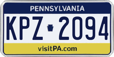 PA license plate KPZ2094