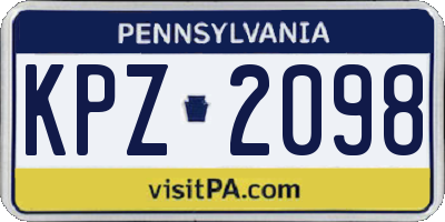 PA license plate KPZ2098