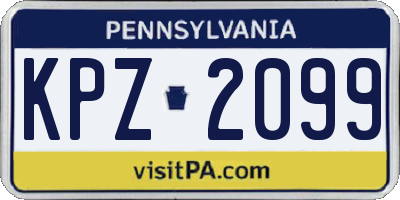 PA license plate KPZ2099