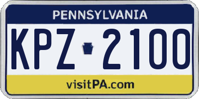 PA license plate KPZ2100