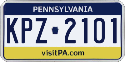 PA license plate KPZ2101