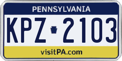 PA license plate KPZ2103