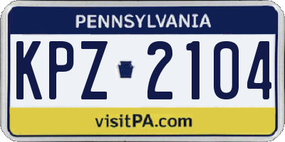 PA license plate KPZ2104