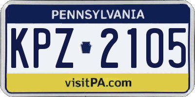 PA license plate KPZ2105