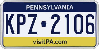 PA license plate KPZ2106