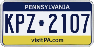 PA license plate KPZ2107