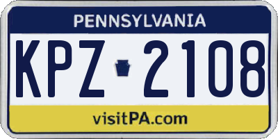 PA license plate KPZ2108