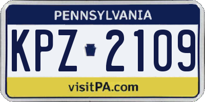PA license plate KPZ2109