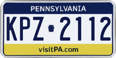 PA license plate KPZ2112