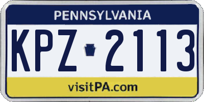 PA license plate KPZ2113