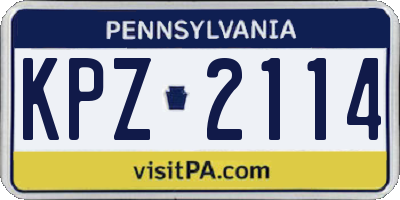 PA license plate KPZ2114