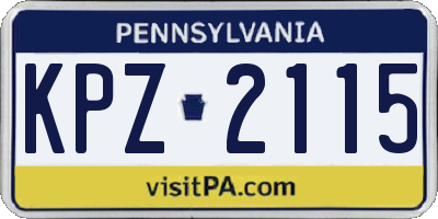 PA license plate KPZ2115