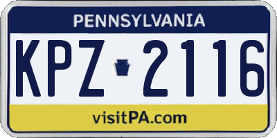 PA license plate KPZ2116