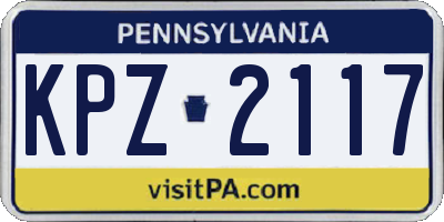 PA license plate KPZ2117