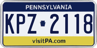 PA license plate KPZ2118