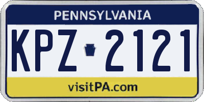 PA license plate KPZ2121