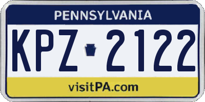 PA license plate KPZ2122
