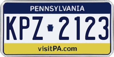 PA license plate KPZ2123