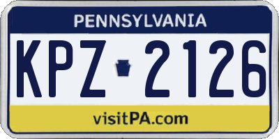 PA license plate KPZ2126