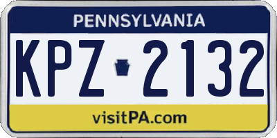 PA license plate KPZ2132