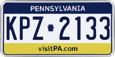 PA license plate KPZ2133